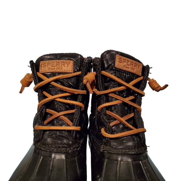 Sperry Saltwater Quilted Black Duck Boot Zip-Up Ankle Boots Women's Size 8 - Picture 7 of 10